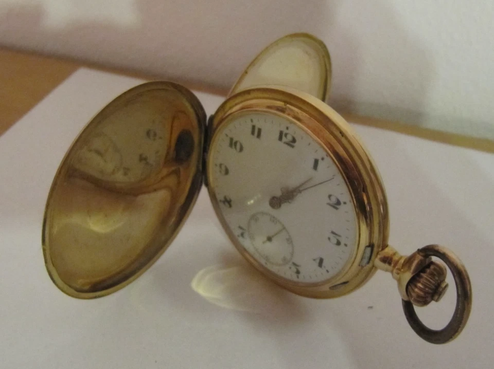 Taschenuhr - System Glashütte ? 0.585 - 14 K Mechanisches Werk - guter Zustand - Bild 2 von 4