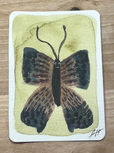 Original ACEO Watercolor Painting Art, Butterfly, Insect, Artist J. Hincapie