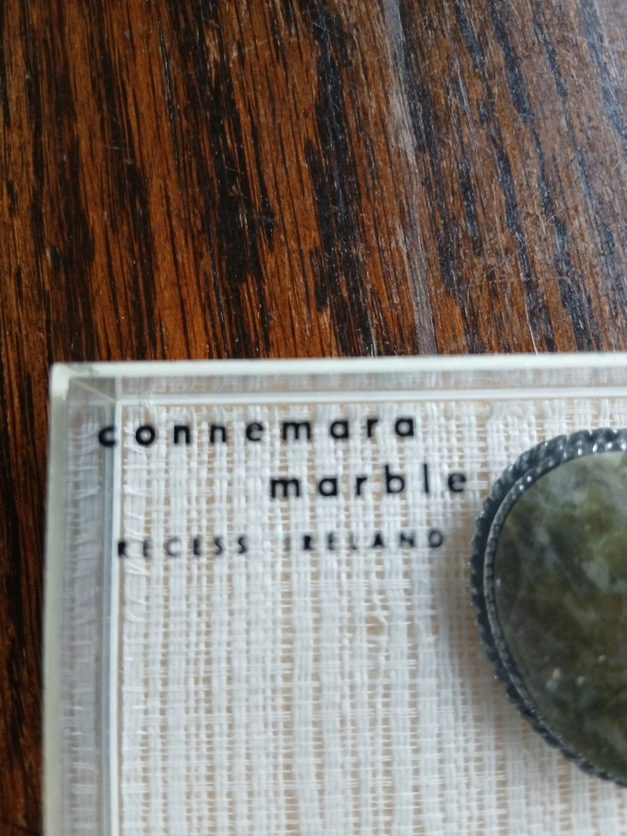 Connemara Marble Brosche ovaler Marmor 3/4 cm grün/weiß silberfarben Irland