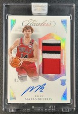 MATAS BUZELIS 2024-25 PANINI FLAWLESS ROOKIE VERTICAL GAME-USED PATCH AUTO 1/25