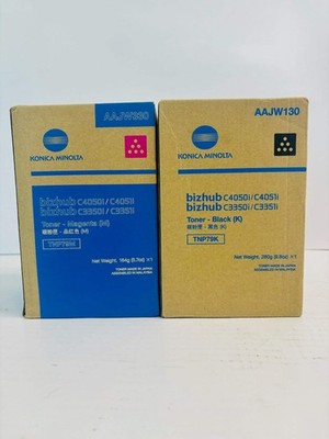 2 Genuine Konica Minolta BH C3350,C3351 Magenta & Black Toner TNP79MK