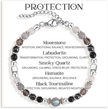 Triple Threat Protection Anxiety Relief Gifts for Women,Natural Healing Crystal
