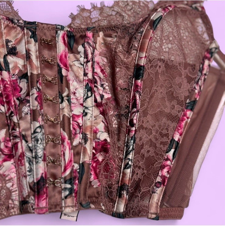Lencería Victoria’s Secret Dream Angels de encaje floral ☼CorsetTop Vintage Rosa M Foto 2 de 4