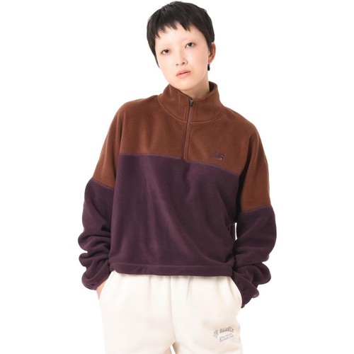 New Balance Rich Oak 1/4 Zip Oversized Colorblock Fleece Pullover Sweater Size L - Picture 1 of 8