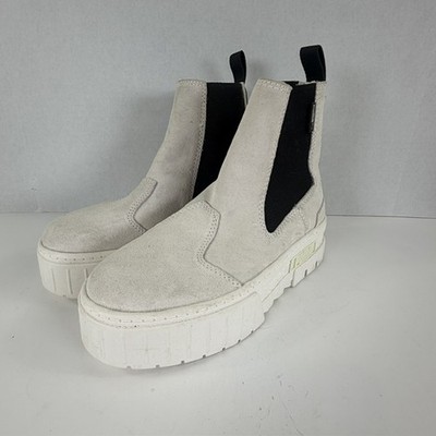 PUMA Mayze Chelsea Suede Platform Boots Women's US 5.5 UK 3 EUR 35.5 Off White