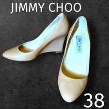 Scarpe da donna Jimmy Choo décolleté con zeppa in pelle avorio punta tonda taglia EU37 US6,5