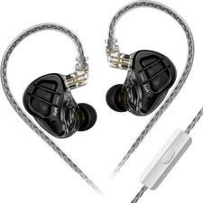 KZ ZAR in-Ear Monitor Headphones 7BA+1DD Hybrid Drivers Wired with Mic, Black 