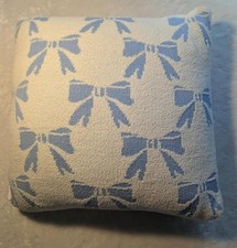 Decorative Blue and White Bow Pattern Throw Pillow