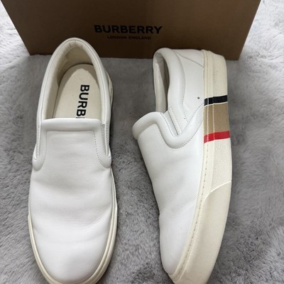 Burberry White Leather Thompson Slip on Sneakers Men s Shoes Size 45 US 11