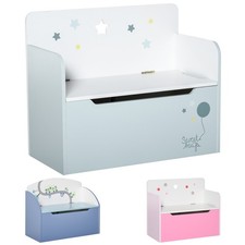 HOMCOM Cassapanca Baule Portagiochi Panca in Legno per Bambini 3-6 Anni