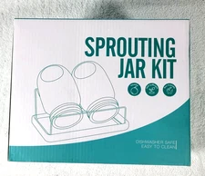 Seed Sprouting Jar Kit 2 Wide Mouth Mason Jars & Stainless Steel Screen NIB