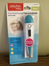 New Playtex Baby Flexible Digital Thermometer w/ Case Fever Fast Reliable Blue