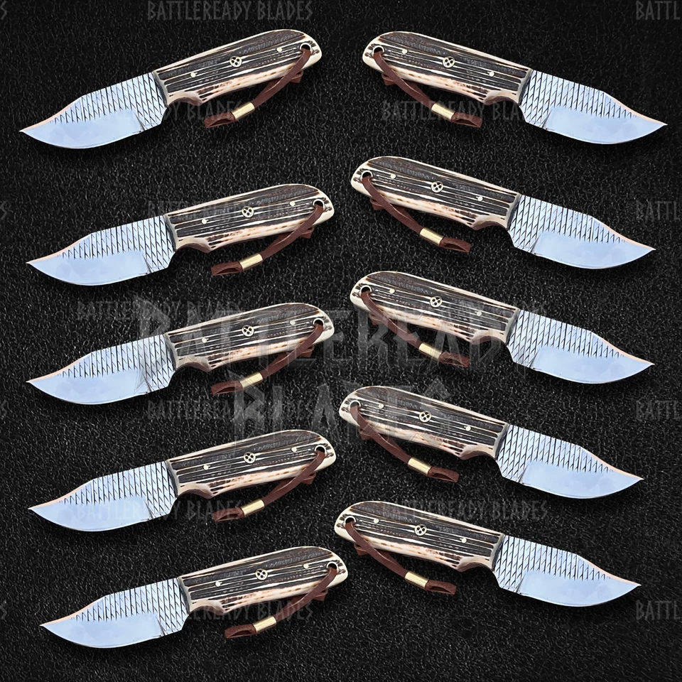 Lote de 8 desolladores de acero inoxidable forjados a mano con mango de ciervo, afeitadora afilada Foto 3 de 4