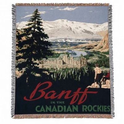 Banff National Park in the Canadian Rockies Vintage Tapestry Afghan Throw - Image 1 of 2
