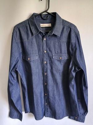 Men's Koton Dark Denim Shirt 100% Cotton Sz2XL