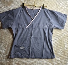 Urbane Scrub Top, Size Small, Gray With Pink Trim Womens