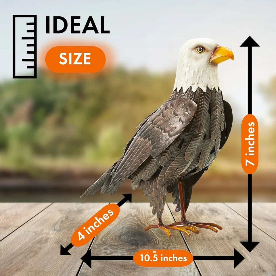 Bald Eagle Metal Garden Bird, Yard Sculpture Art- Large Statue Realistic Standin - Image 3 of 4