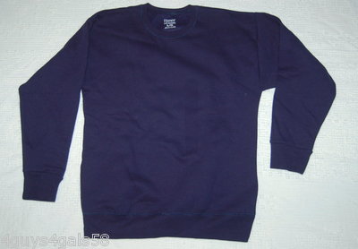 NAVY BLUE Boys SWEATSHIRT Hanes XS 4-5 S 6-7 M 8 L 10-12 XL 14-16 XXL 18