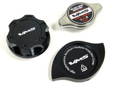 Vms Racing Oil Cap Radiator Cap Billet Cover Black Honda Acura B
