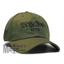 We The People 1776 2A American Flag Hat OD Green Micro Mesh Tactical Cap