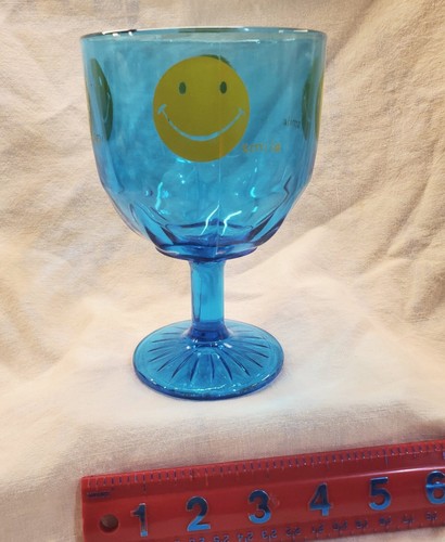 Vintage gelbes Smiley Gesicht MCM Bartlett Collins blauer Kelch Lächeln Bierkrug Krug - Bild 4 von 6