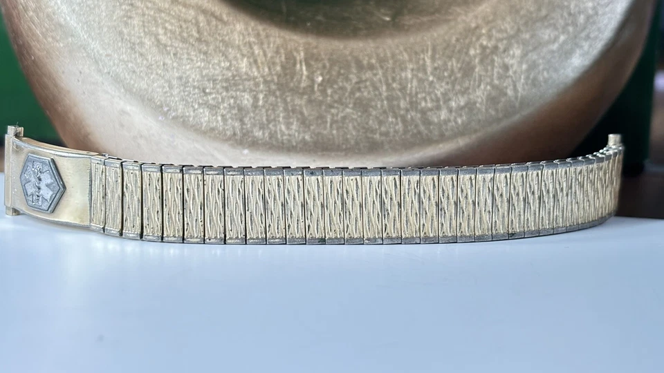 Vintage Speidel Hidden Compartment Rolled Gold Expanding Lug Stretch Watch Strap — 第 3/4 张图片