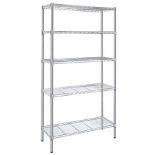 5-Tier Storage Shelves Wire Metal Shelving Unit 1250 Lbs Loading Capacity Chrome