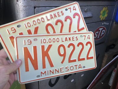 Vintage License Plates Pair 1974 Minnesota￼ Car NK 9222