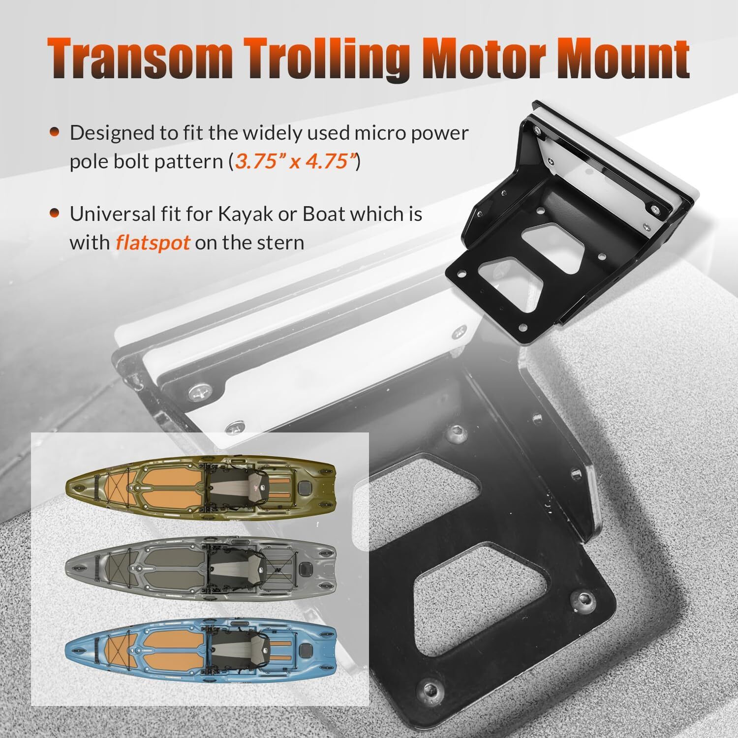 for Kayak, Trolling Motor Transom Mount Aluminum Transom Trolling Motor Mount