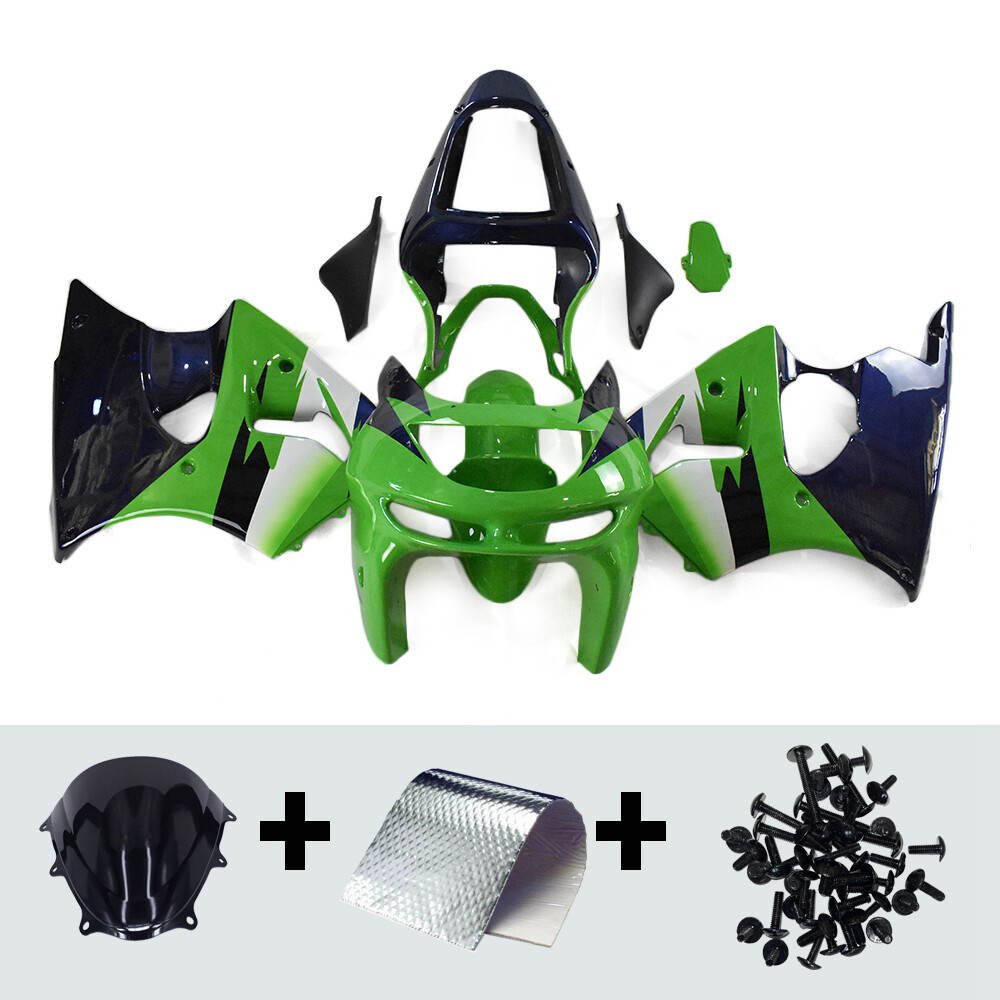 Green Black White Fairings for Kawasaki 1998 1999 Ninja ZX6R 98 ZX