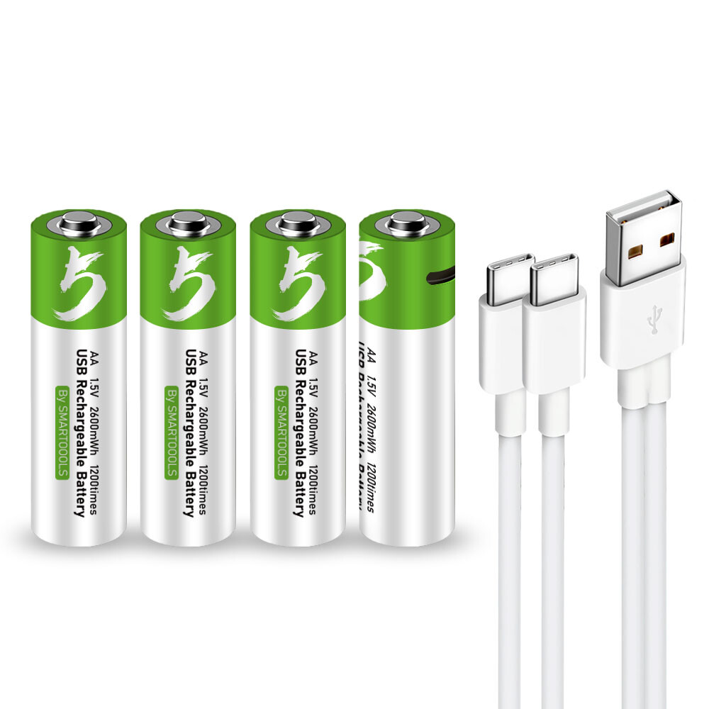 Rechargeable AA Battery With Charge Quick 2600mah 1.5V Type-C ion USB Charging