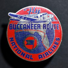 Luggage Label *** GENUINE VINTAGE *** 1939 National Airlines Bucccaneer Route