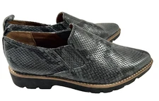 Franco Sarto Snake Print Leather Tailored Loafer Slip On Shoes Size 5 reg Gray