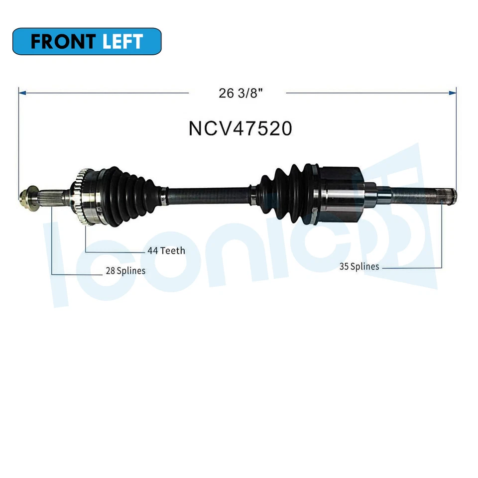 Conjunto de eixo dianteiro esquerdo CV para 1994-1997 Ford Probe 1994-02 Mazda 626 2.0L automático - Imagem 2 de 4