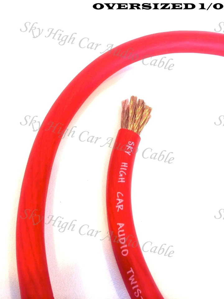 50 ft 1/0 Gauge AWG 25' BLACK & 25' RED Oversized Power Ground Wire Sky High Car - Image 3 of 4