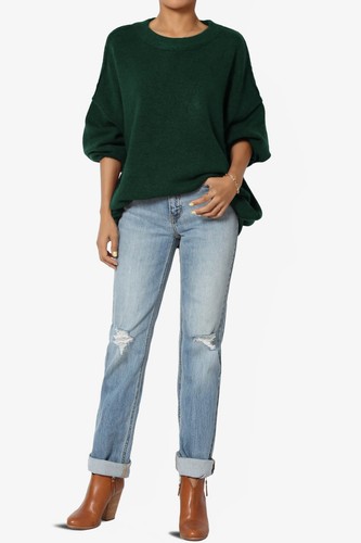 TheMogan Raw Seam Drop Shoulder Oversized Crew Neck Melange Rib Knit Sweater - Picture 74 of 104