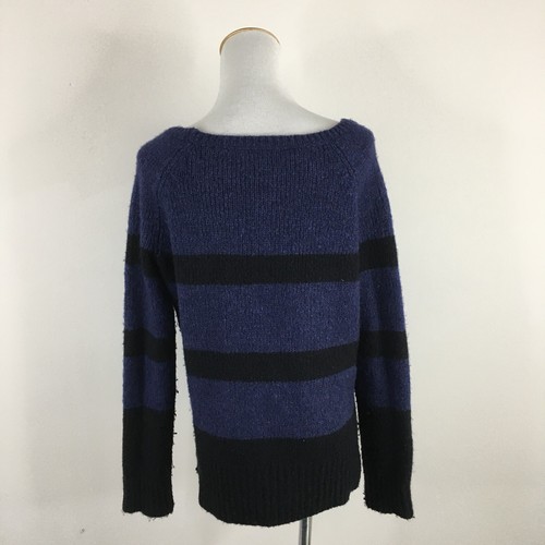 Maglione donna VINCE blu nero a righe misto lana seta cashmere tg small - Foto 8 di 10