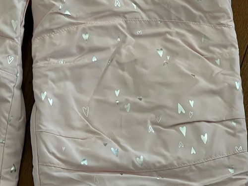 Gymboree Girls Light Pink Silver Heart Print Snow Bib Size 4 4T New - Picture 5 of 12