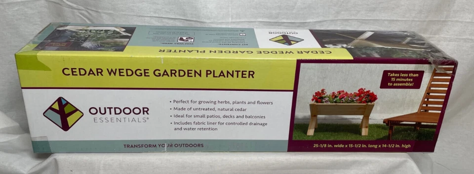 Outdoor Essentials Cedar Wedge Garden Planter Growing Herbs Plants Flowers NIB - Image 2 of 4