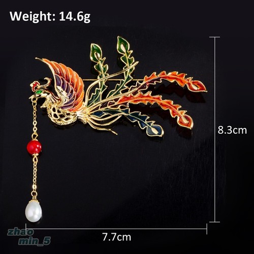 Gold Tone Peacock Brooch Pin Enamel Rhinestone Brooches Wedding Jewelry Gifts - Picture 5 of 5