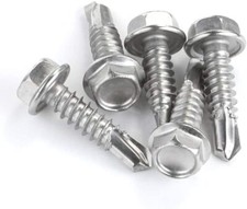  141/4" Stainless Steel Hex Washer Head Self Drilling Sheet Metal Tek Screws