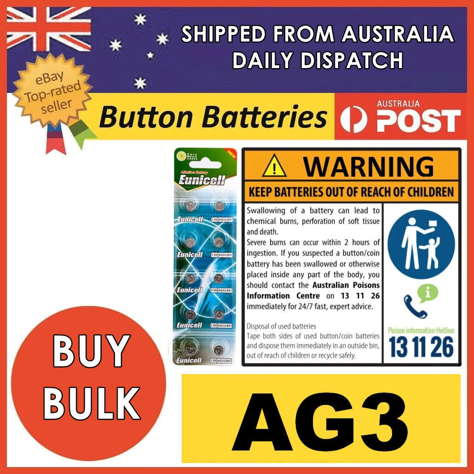 LR41 Batteries AG3 LR41 LR736 L736 Alkaline 5 10 20 50 Coin Button Battery 1.5V - image 1 of 1