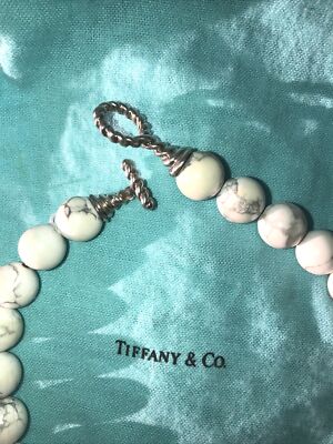 Tiffany & Co Vintage Howlite Beads Beaded Necklace Sterling