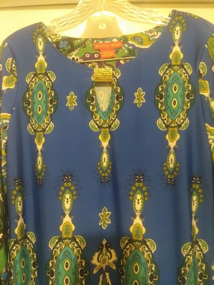 Sunny Leigh: Vestido Camisa Para Mujer Multicolor Poliéster Floral Manga Larga Talla S Foto 3 de 4