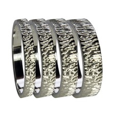 Hand Bark Engraved 9ct White Gold Flat Profile Wedding Bands 3 4 5 6 8mm UK HM