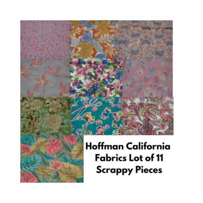 Lot Of 11 Hoffman Scrappy Pieces of Cotton Fabrics Floral & Leaves Birds C