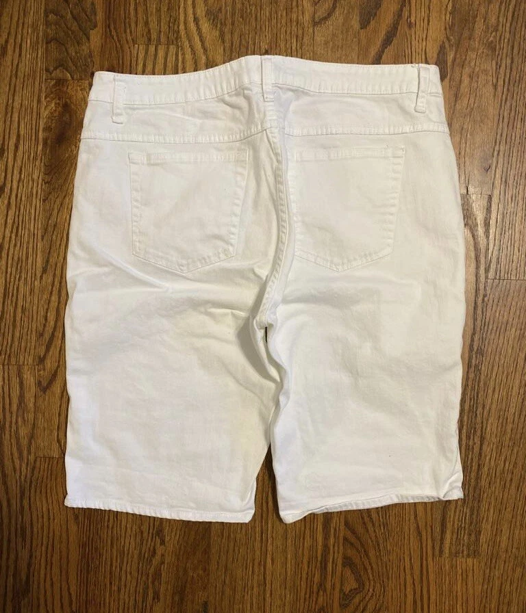 Pantalones cortos de mezclilla elásticos Bermudas blancas para mujer Riders by Lee talla 16 M Foto 2 de 3