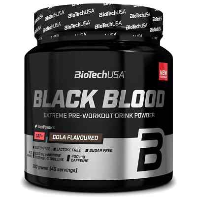 BLACK BLOOD 300g - Gluten -Lactose -Sugar Free - TOP Pre-Workout Drink Powder -