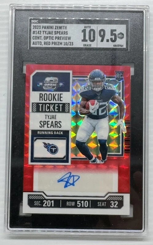 Tyjae Spears Panini Zenith Contenders Optic Rookie Ticket Rps Preview Autographs #142 Red