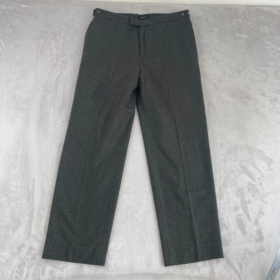 Pantalón Claiborne Hombre 34Rx31 Verde Lana Tweed Cintura Cintada Pierna Recta Italia Foto 4 de 4